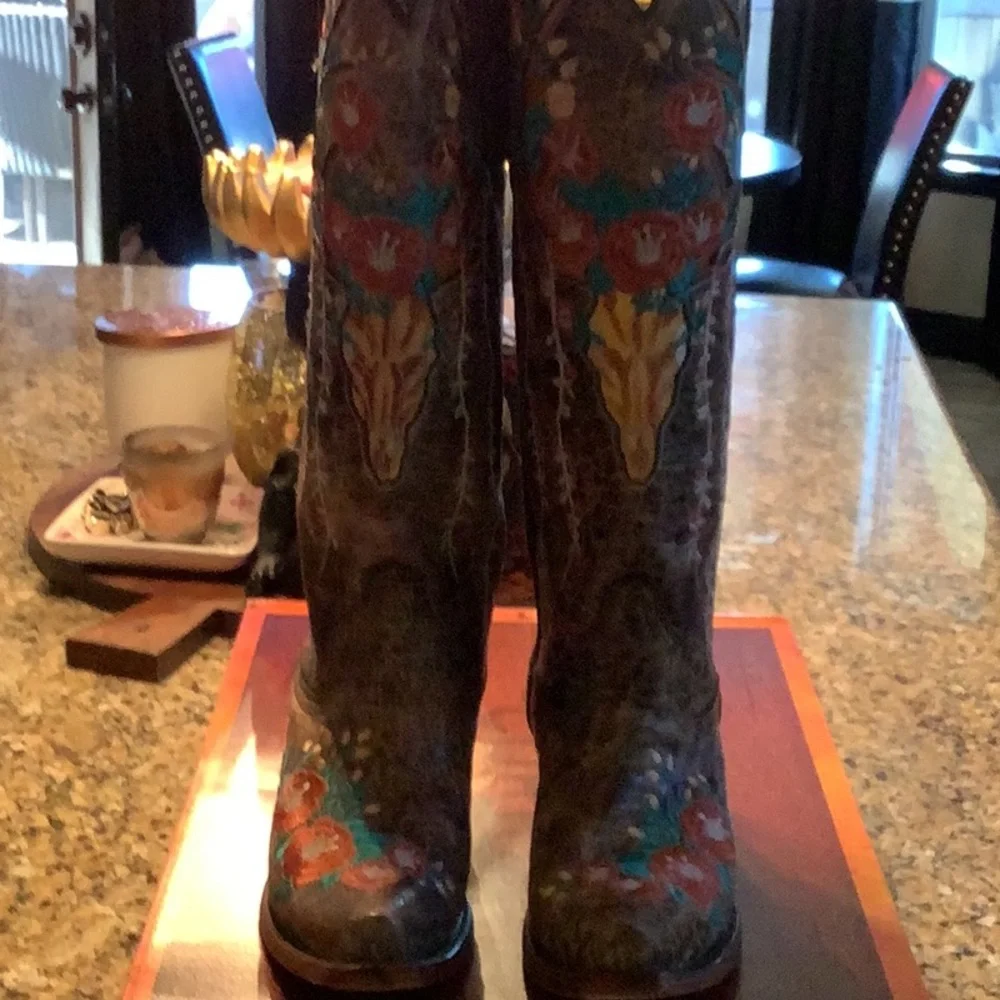 Corral A4374 Brown Deer Head Inlay Boot - Picture 1 of 6